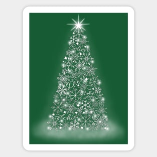 Inspirational Snowflake Christmas Tree, Believe, Dream & Achieve (Green background) Magnet